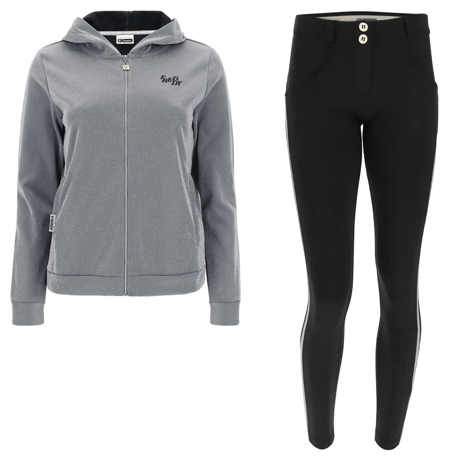 WR.UP® Tracksuit with Lurex Sweatshirt - Mid waist - Ankle Length - Lurex Silver + Black 1