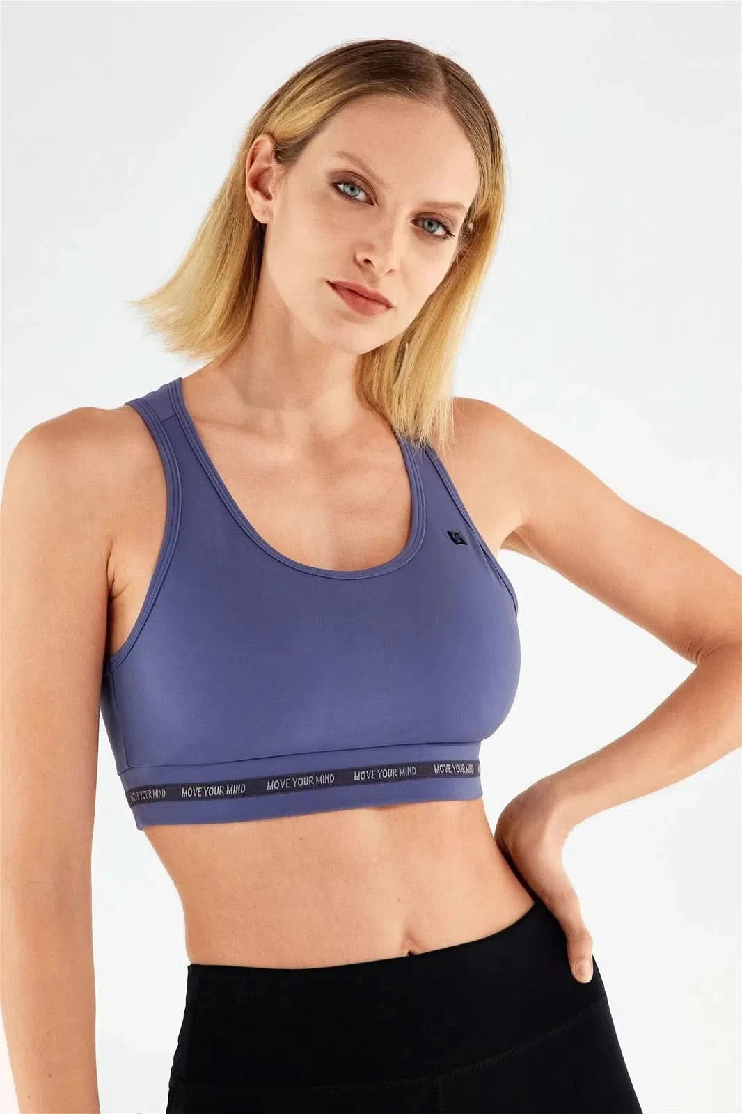 Yoga top with overlap straps - 100% Made in Italy - Dusty Blue 1