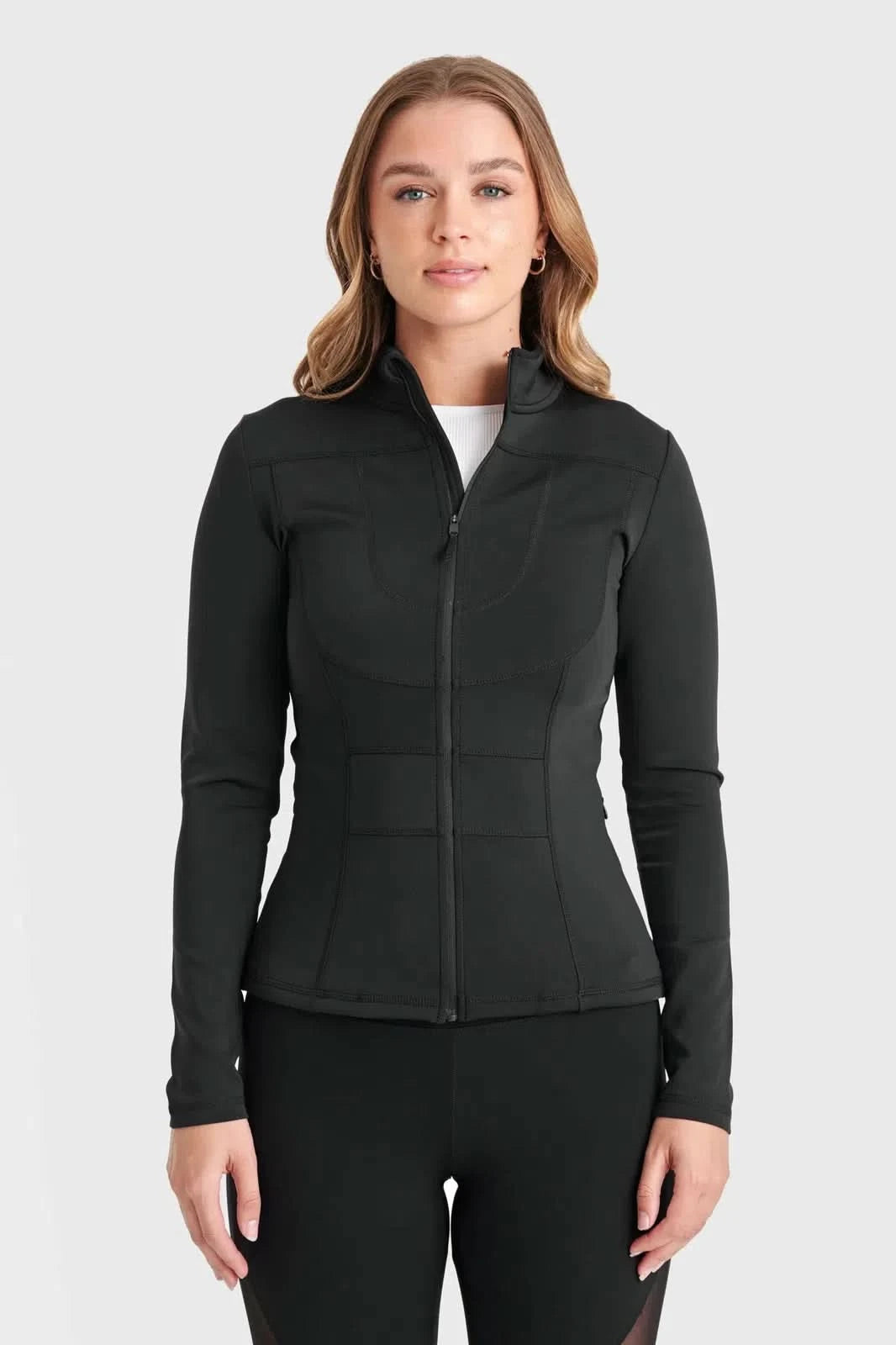 Zip Up High Collar Jacket - Black 1