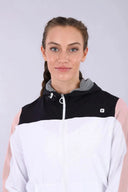 Zip Up Hoodie - White + Mauve Sleeve