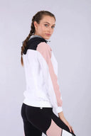 Zip Up Hoodie - White + Mauve Sleeve