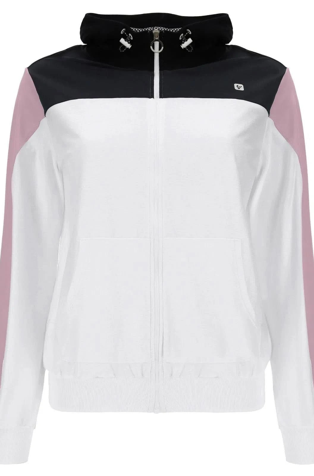 Zip Up Hoodie - White + Mauve Sleeve