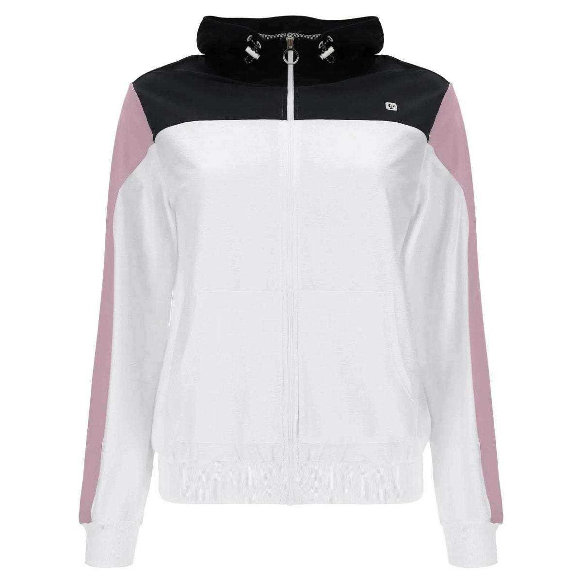 Zip Up Hoodie - White + Mauve Sleeve
