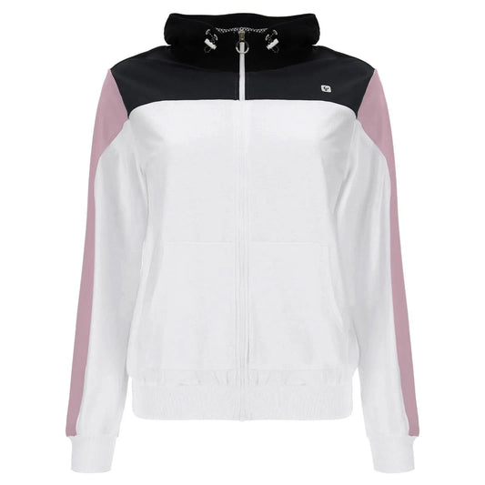 Zip Up Hoodie - White + Mauve Sleeve
