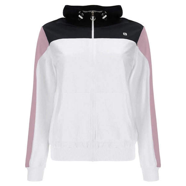Zip Up Hoodie - White + Mauve Sleeve