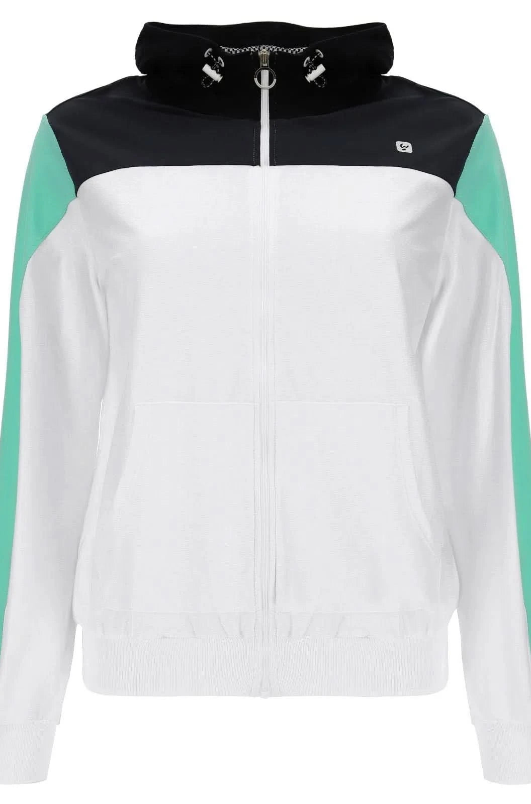 Zip Up Hoodie - White + Mint Sleeve