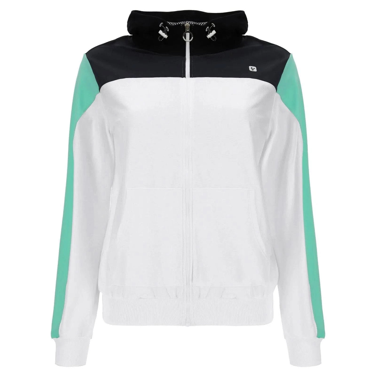 Zip Up Hoodie - White + Mint Sleeve