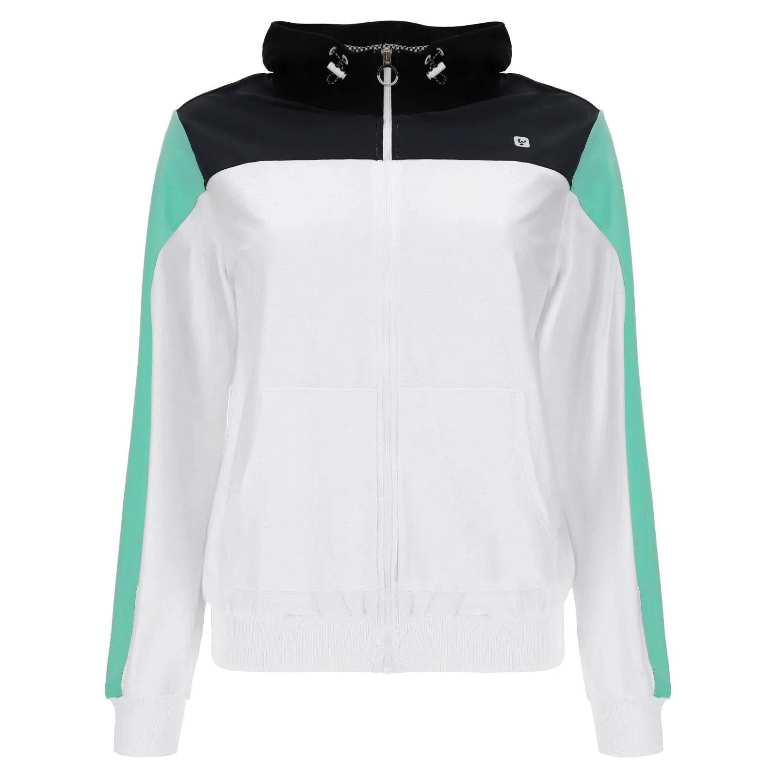 Zip Up Hoodie - White + Mint Sleeve 1