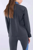 Zip Up Sweatshirt - Black + Blue Panel