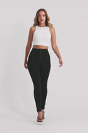 WRUP Denim - Super High Waisted - Full Length - Black + Black Stitching