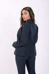 Made In Italy Pinstripe Suit Blazer - Navy Blue + White 5