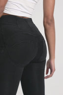 WRUP Denim - High Waisted - Full Length - Black + Black Stitching