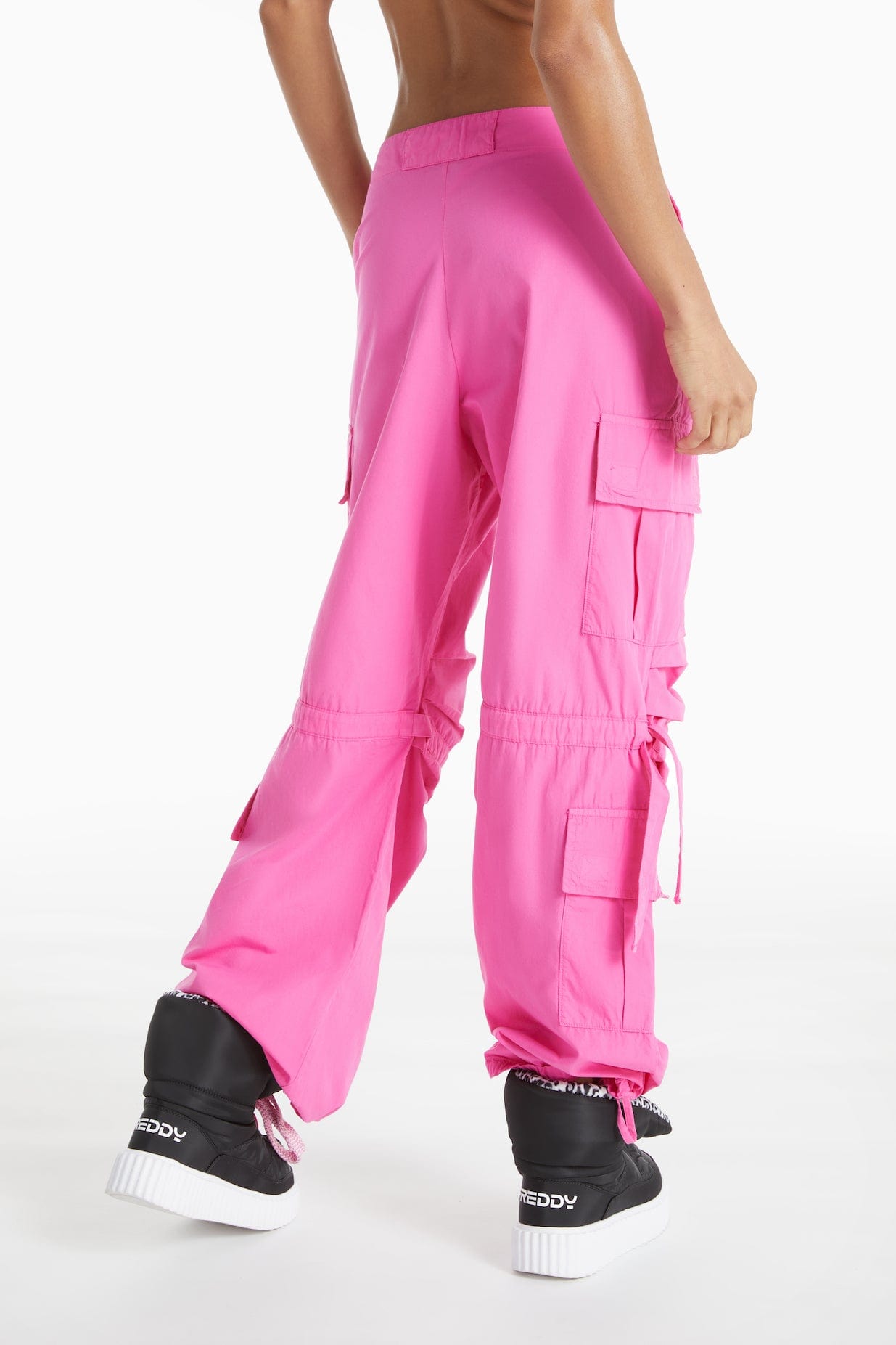 Cargo Trousers - High Waisted - Full Length - Pink 4