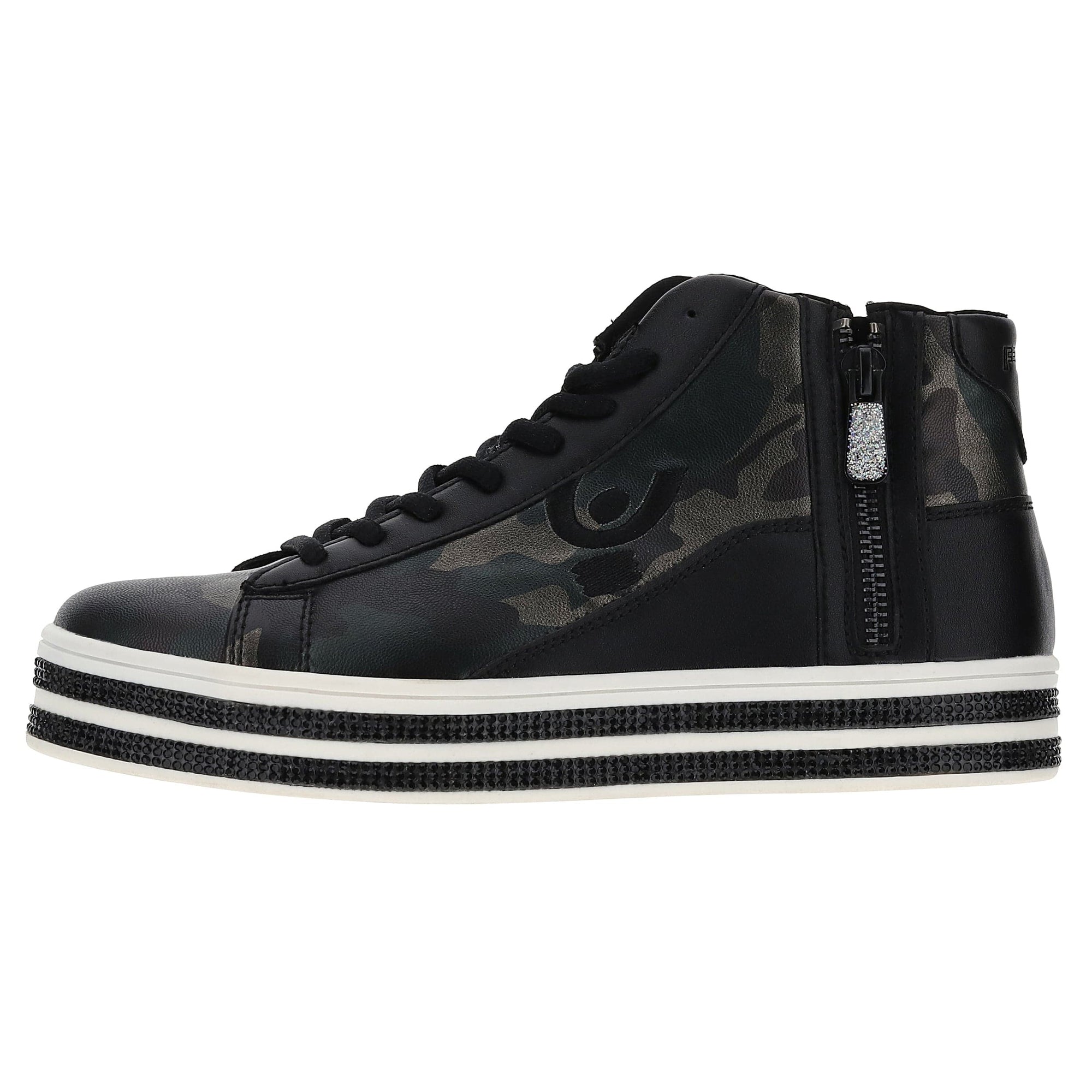 Women's Faux Leather High Top Shoes - Black 2