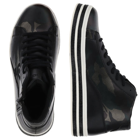 Women's Faux Leather High Top Shoes - Black 5