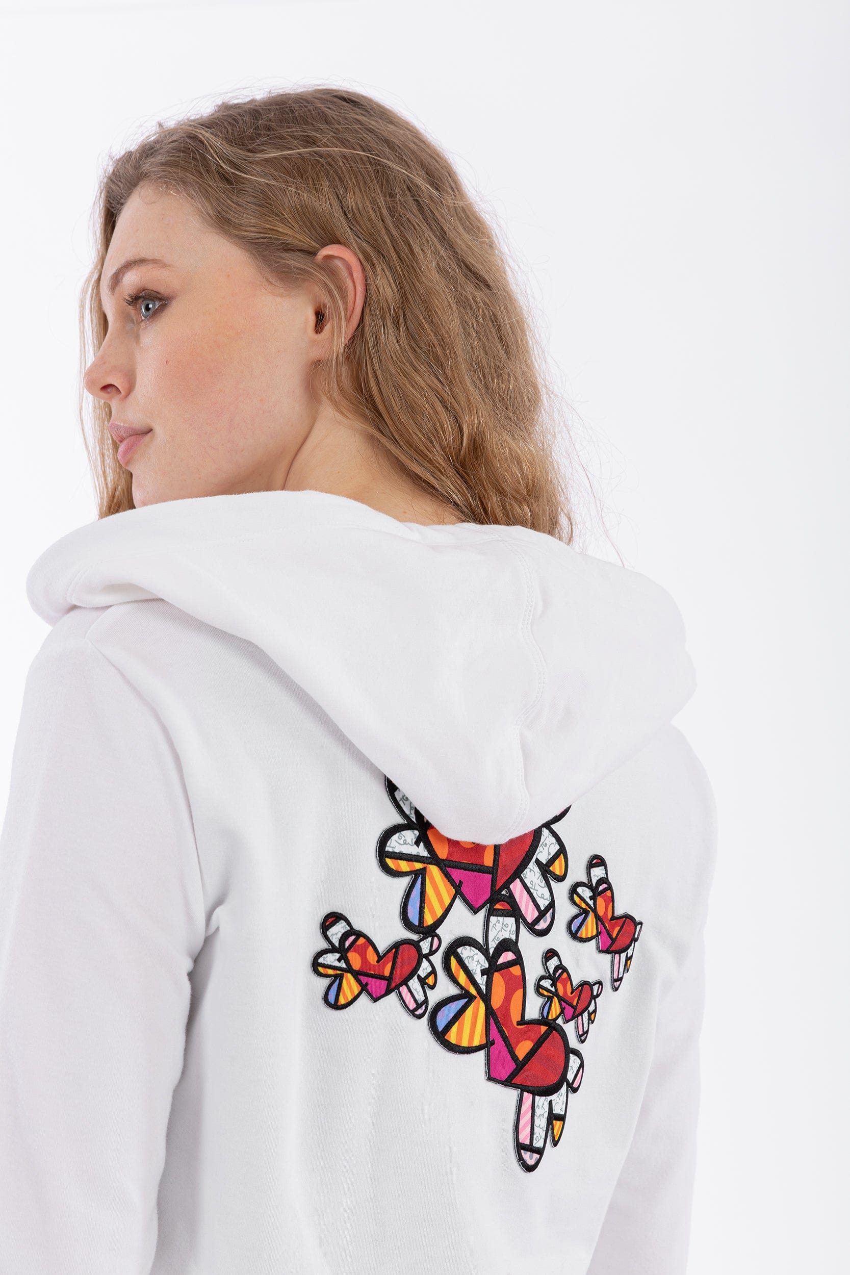 Hoodie with winged heart patches - White 2
