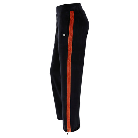 Tracksuit Relaxed Fit Chenille - High Waisted - Full Length - Black + Orange 1