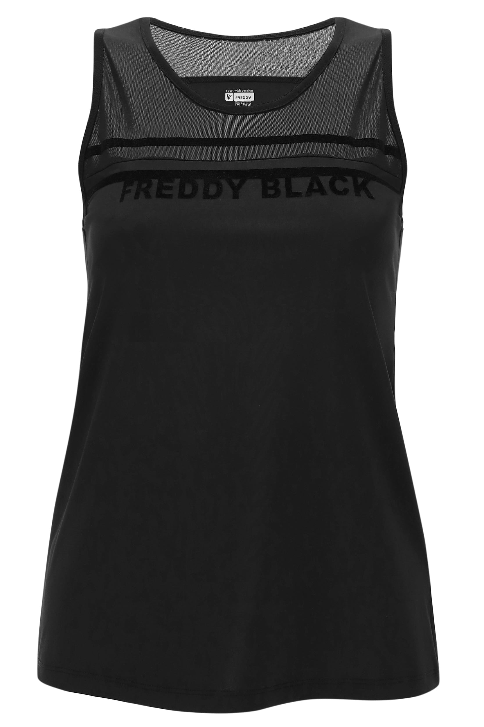 Breathable Tank Top with Tulle Inserts - Black 3
