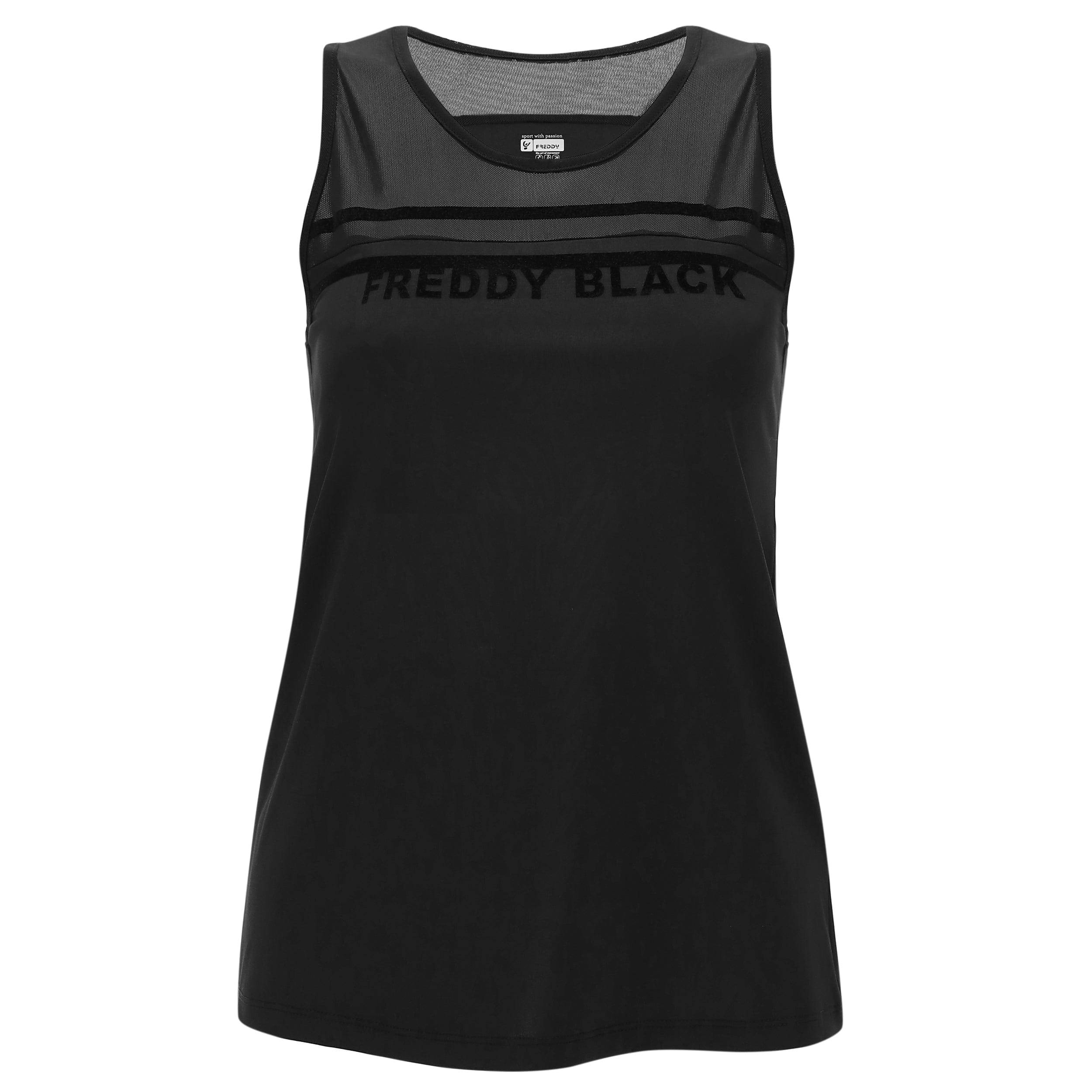 Breathable Tank Top with Tulle Inserts - Black 3