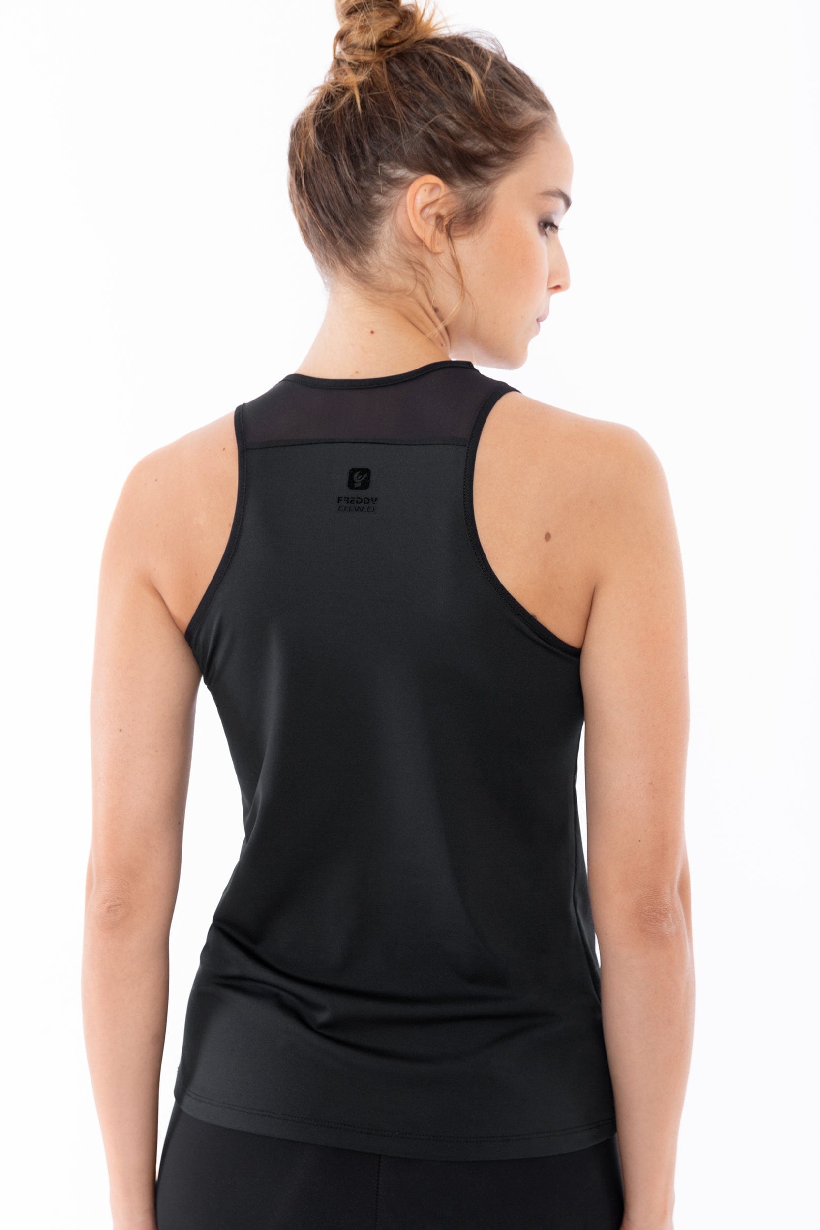 Breathable Tank Top with Tulle Inserts - Black 2
