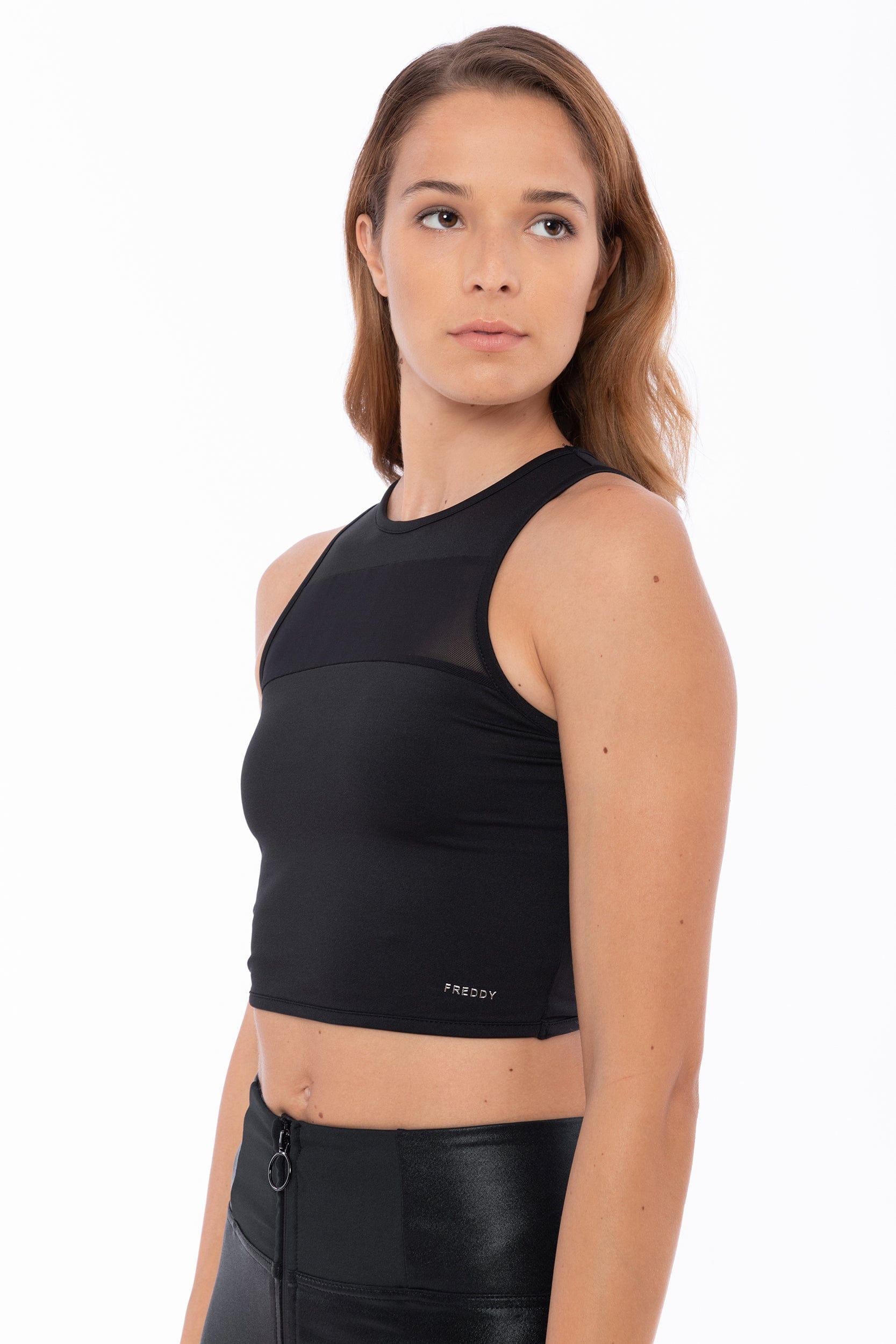 Crop top with Tulle Insert - Black 2