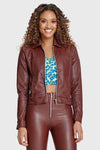 Faux Leather Jacket - Brown 1