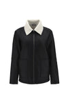 Faux Leather Teddy Jacket - Size S - Black + White 1