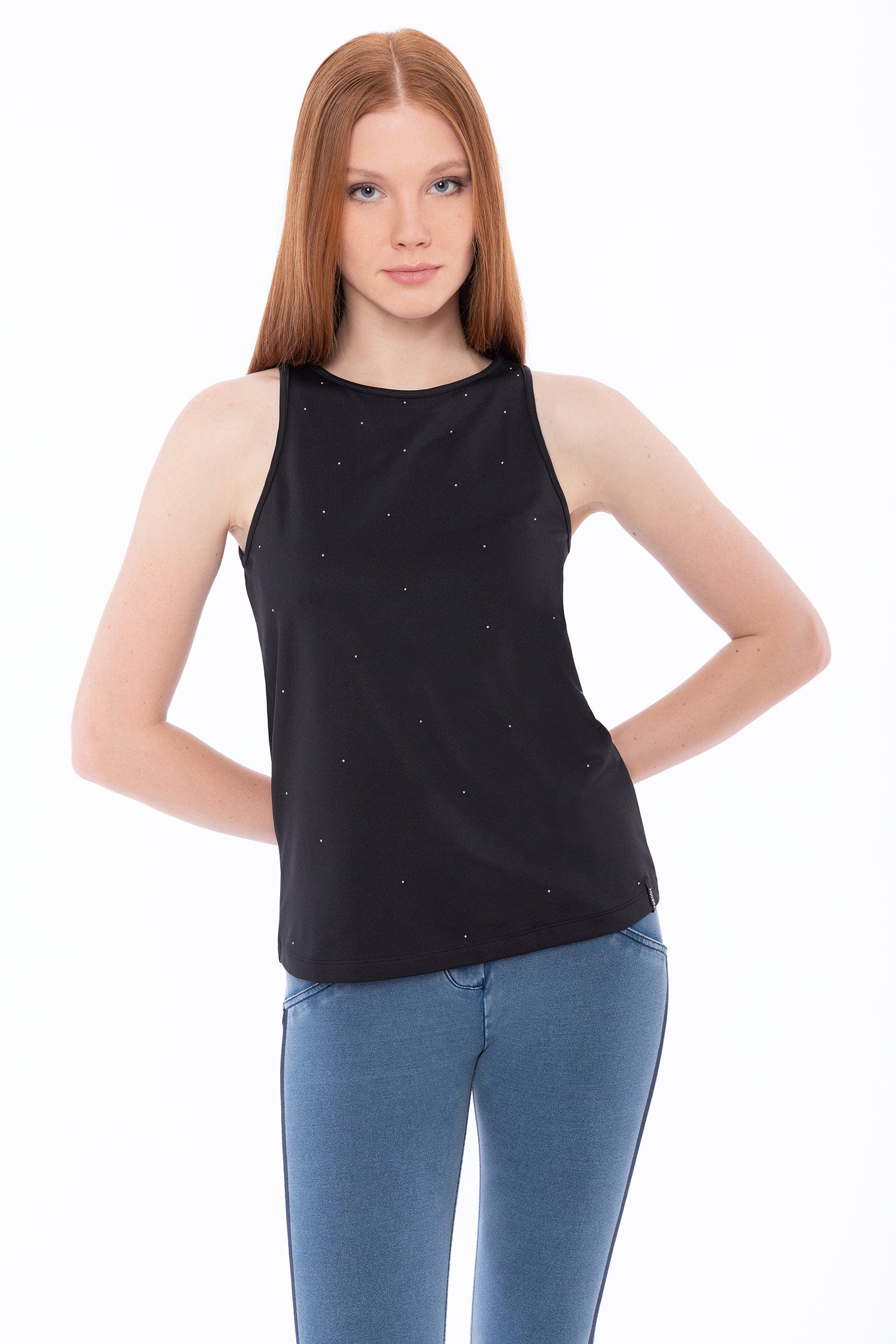 Stretch tank top with micro studs 3