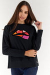 Sweatshirt with Lips - Romero Britto Collection - Black 1