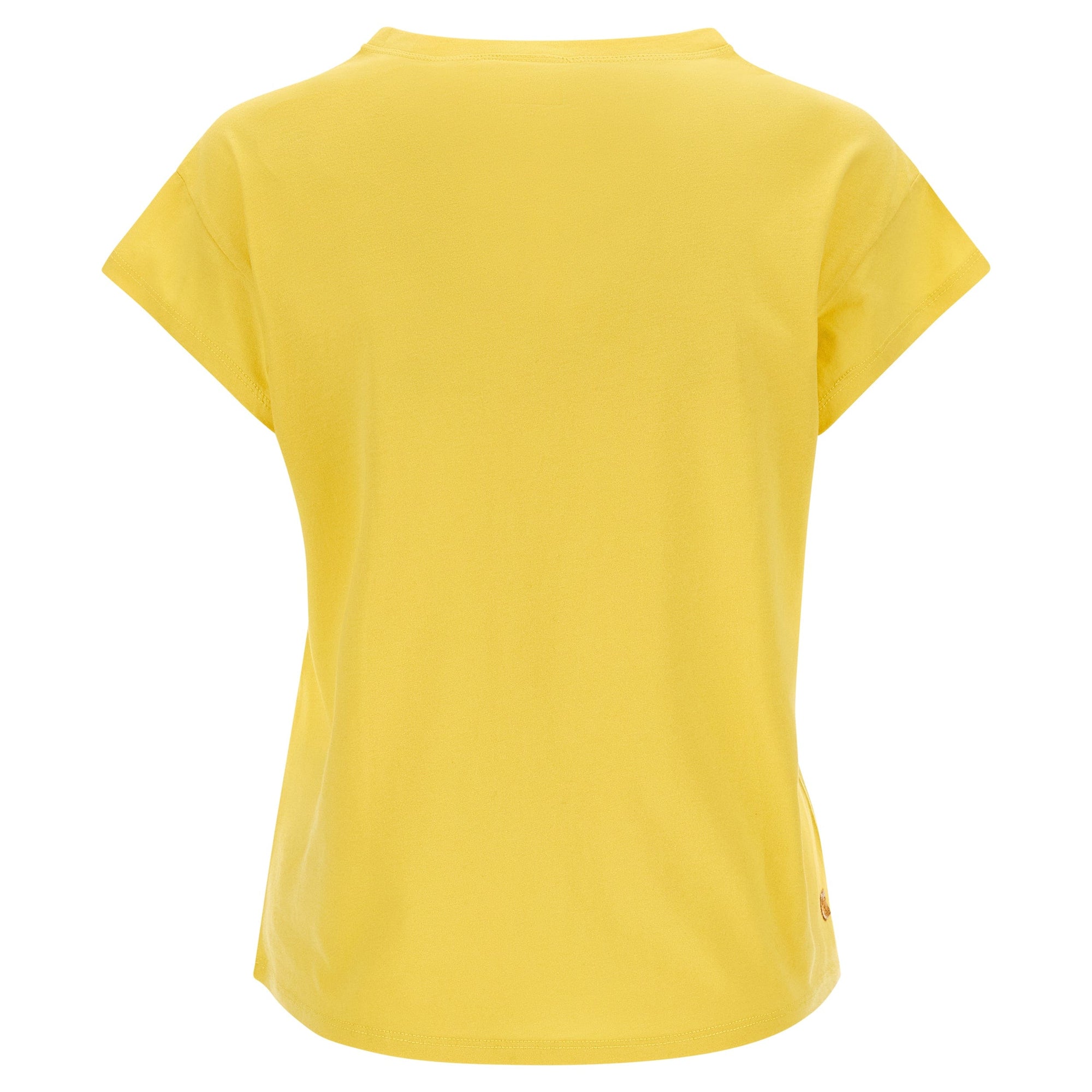 T Shirt with Ultrashort Sleeves - Yellow + Gold Glitter Print 2