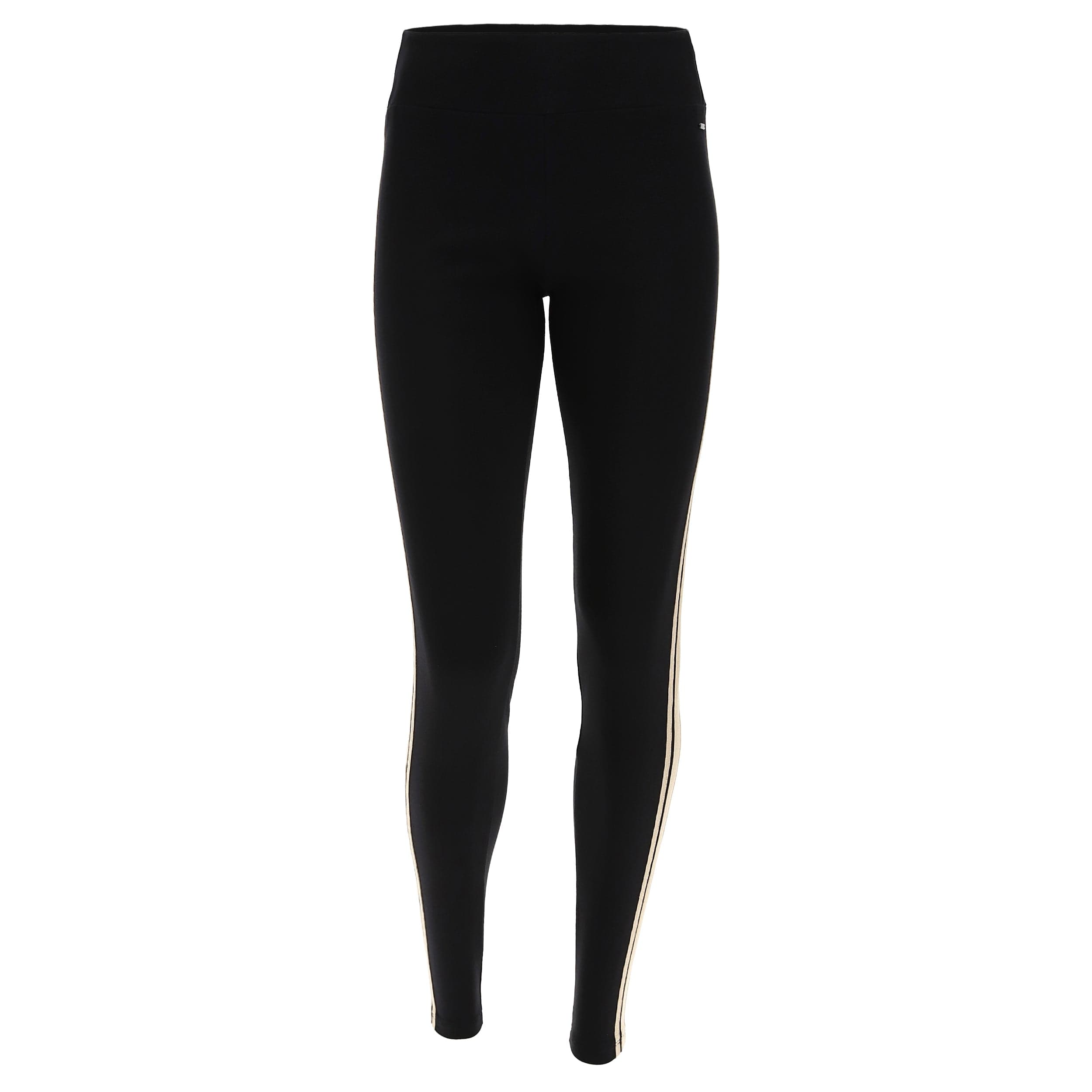 Lurex Activewear Leggings - Mid Rise - Full Length - Black + Gold Stripe 2