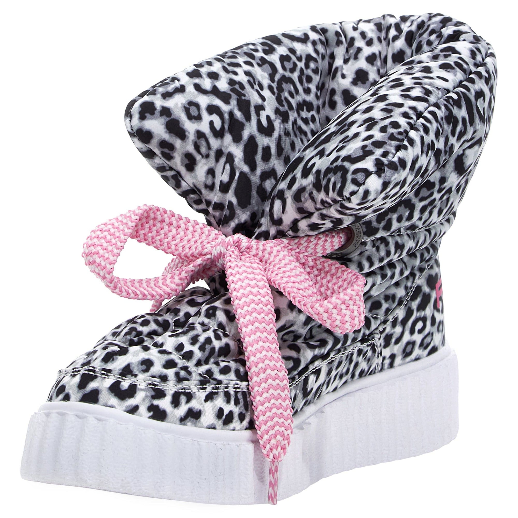 Puff Boots with Fleece Lining - Black + White Leopard 1
