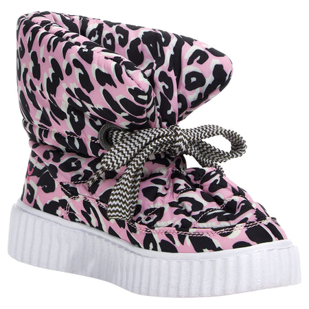 Puff Boots with Fleece Lining - Pink Leopard 4
