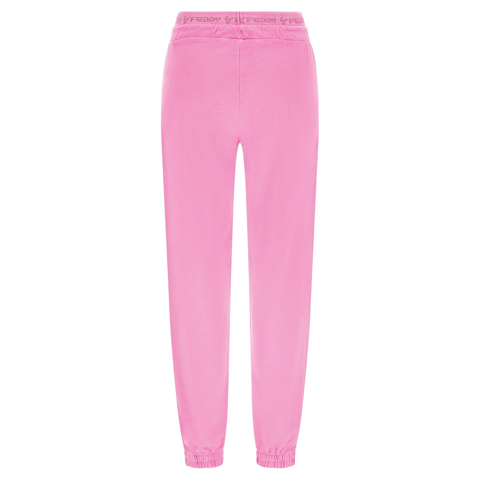 Joggers with printed elastic and glitter logo, in lightly fluorescent fleece - Fluo Fuchsia Pigment Dyed 2