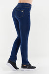 N.O.W.® Denim Straight leg - Mid Rise - Full Length - Dark Blue + Yellow Stitching 4