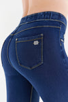 N.O.W.® Denim Straight leg - Mid Rise - Full Length - Dark Blue + Yellow Stitching 5