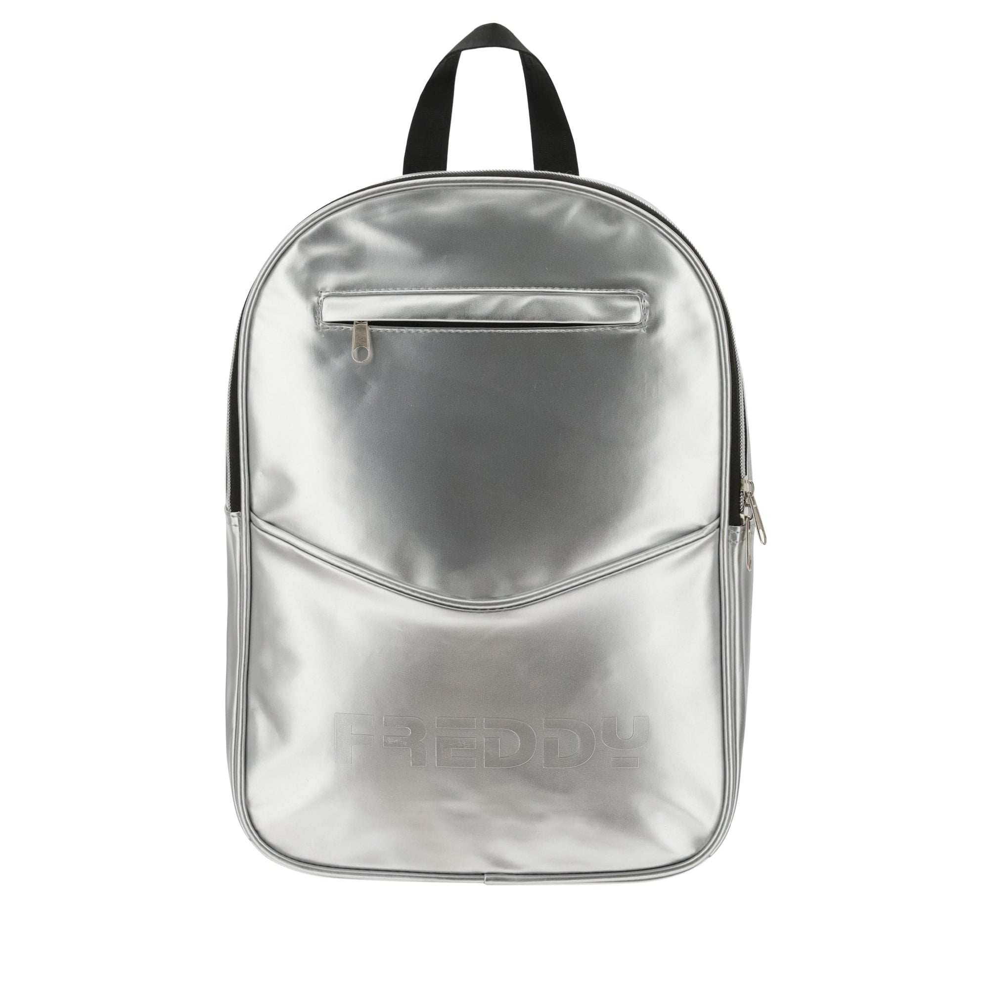 Metallic Faux Leather Backpack - Silver 1