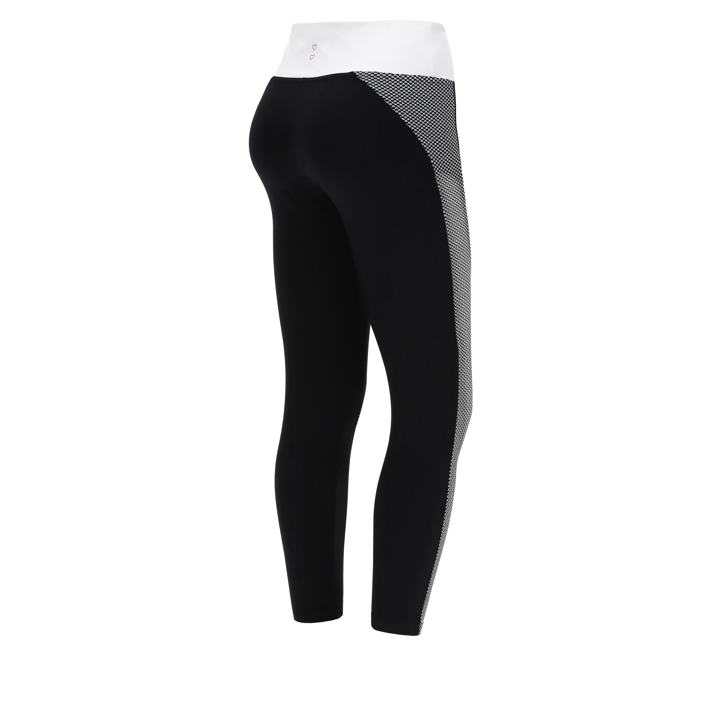 SuperFit Activewear - Mid Rise - 7/8 Length - Black + White Pattern 1