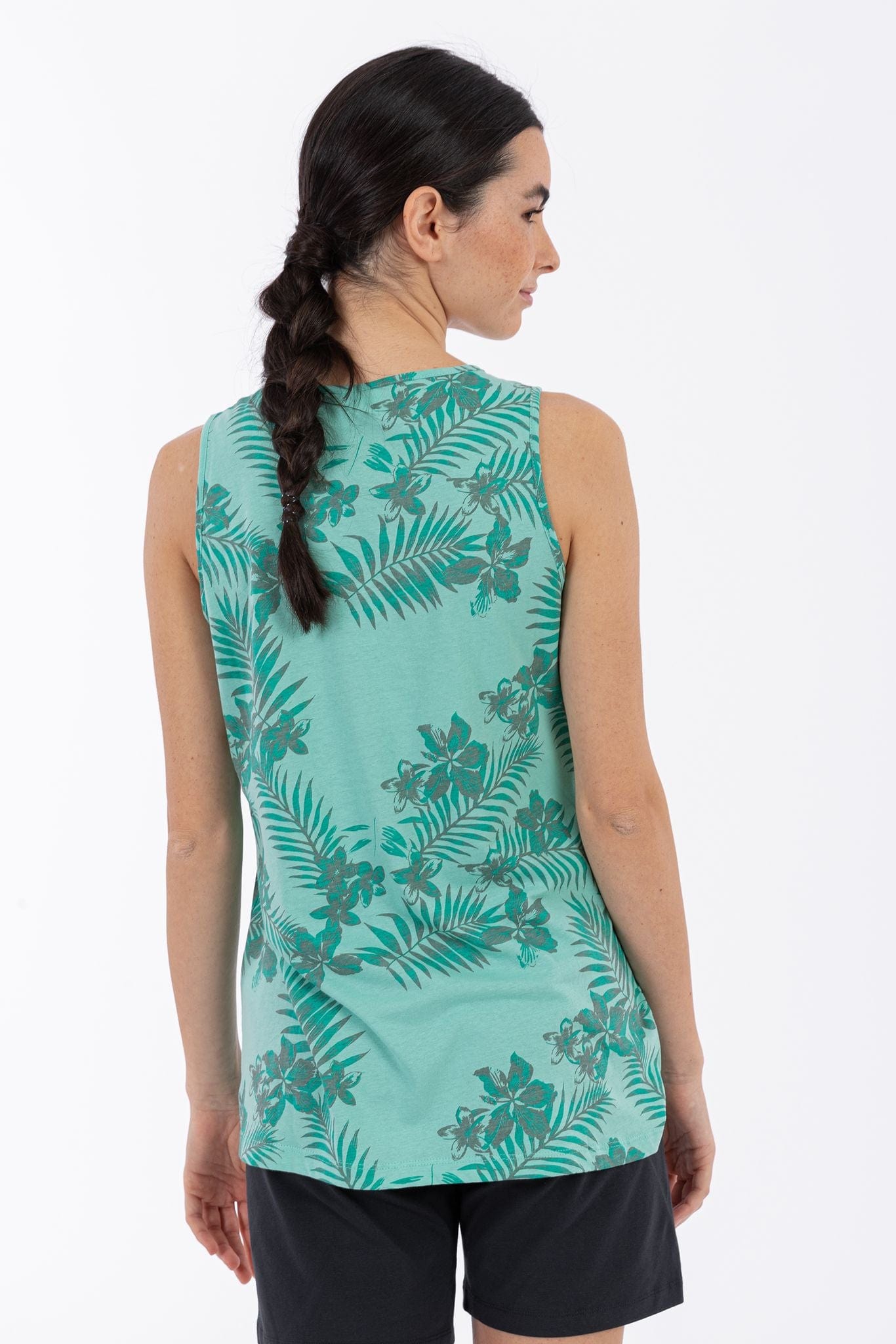 Womens Palm Singlet - Turquoise 2