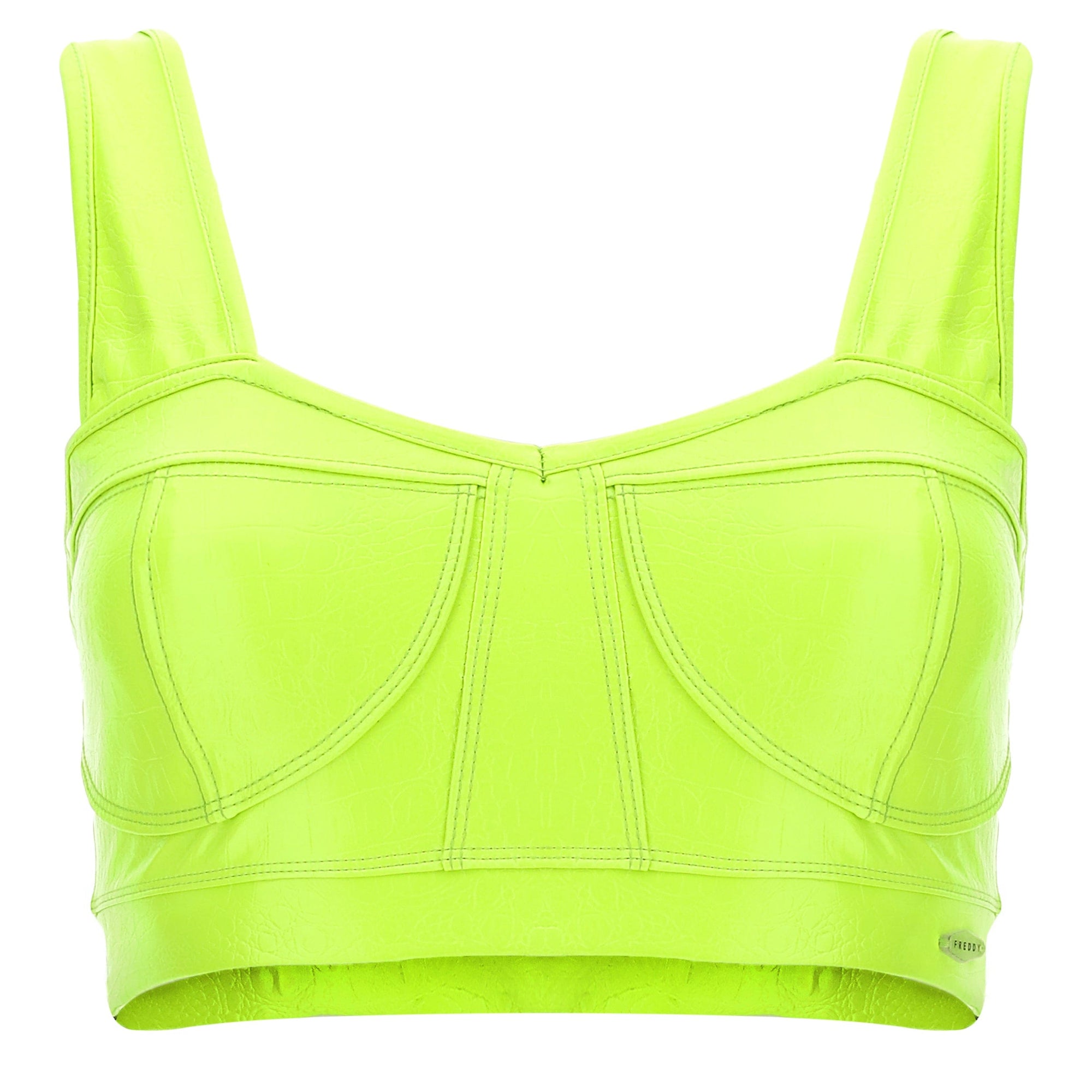 Faux leather Crocodile Bustier - Lime Green 1