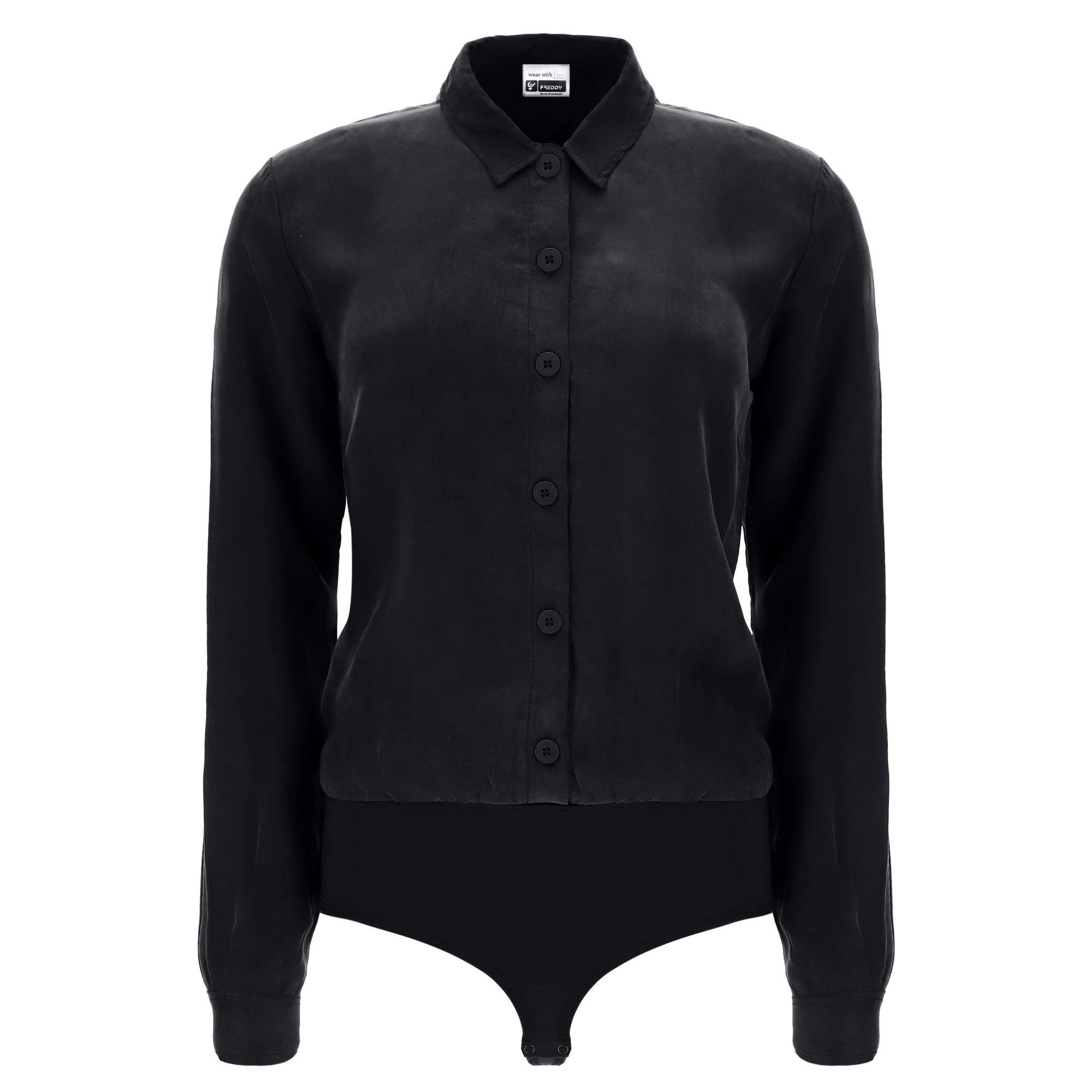 Bodysuit with a Collared Shirt - Black 3