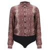 Bodysuit with Collared Shirt - Red Snake Print 3