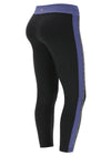 Activewear Leggings with an Overlap Waistband - High Waisted - 7/8 Length - Black + Blue Stripe 4