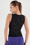 Sleeveless crop top with a floral jacquard print - Black 2