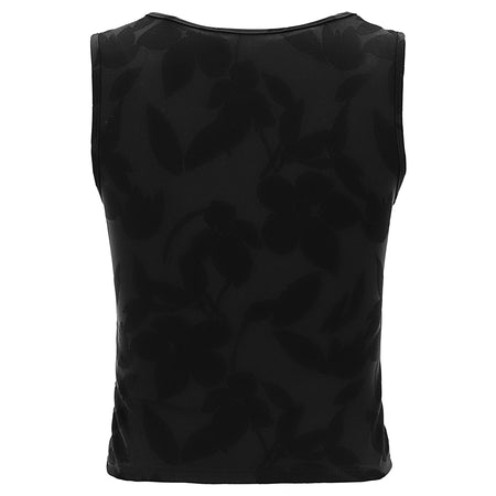 Sleeveless crop top with a floral jacquard print - Black 5