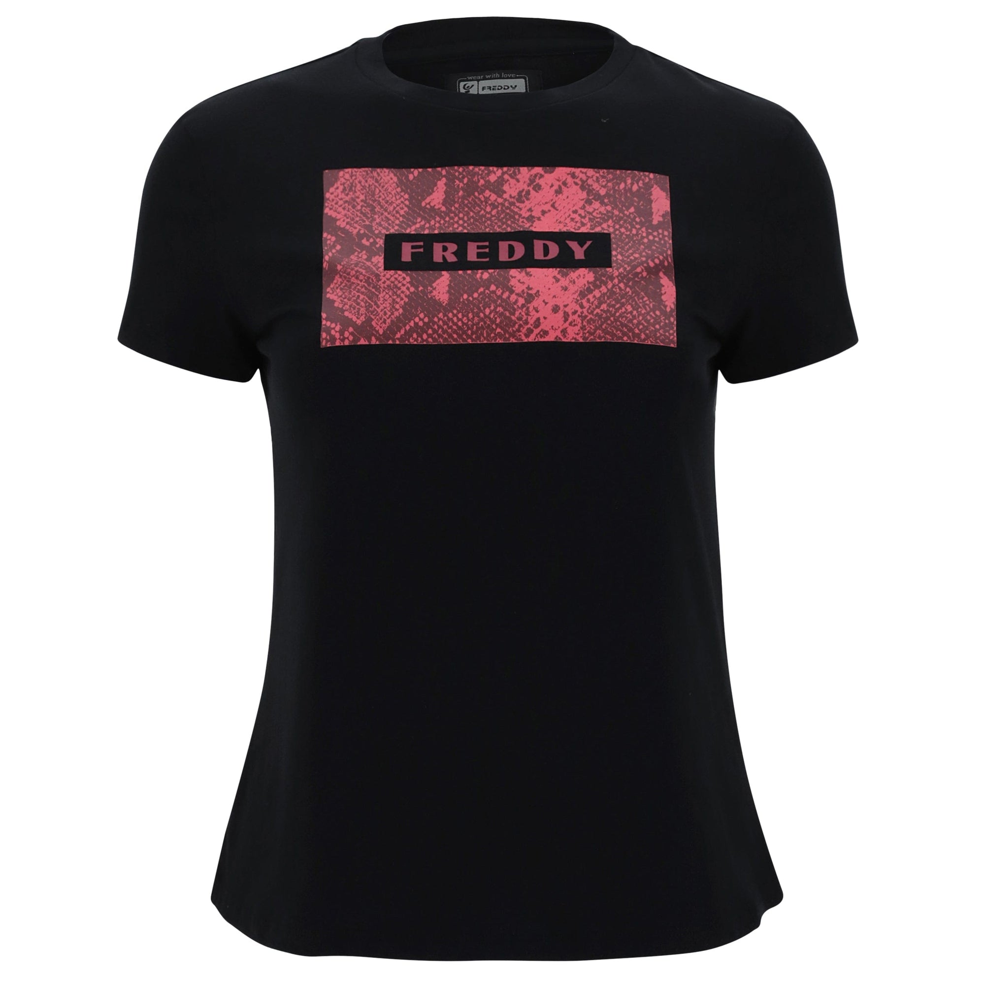 T Shirt with Snake print panel - Black 1