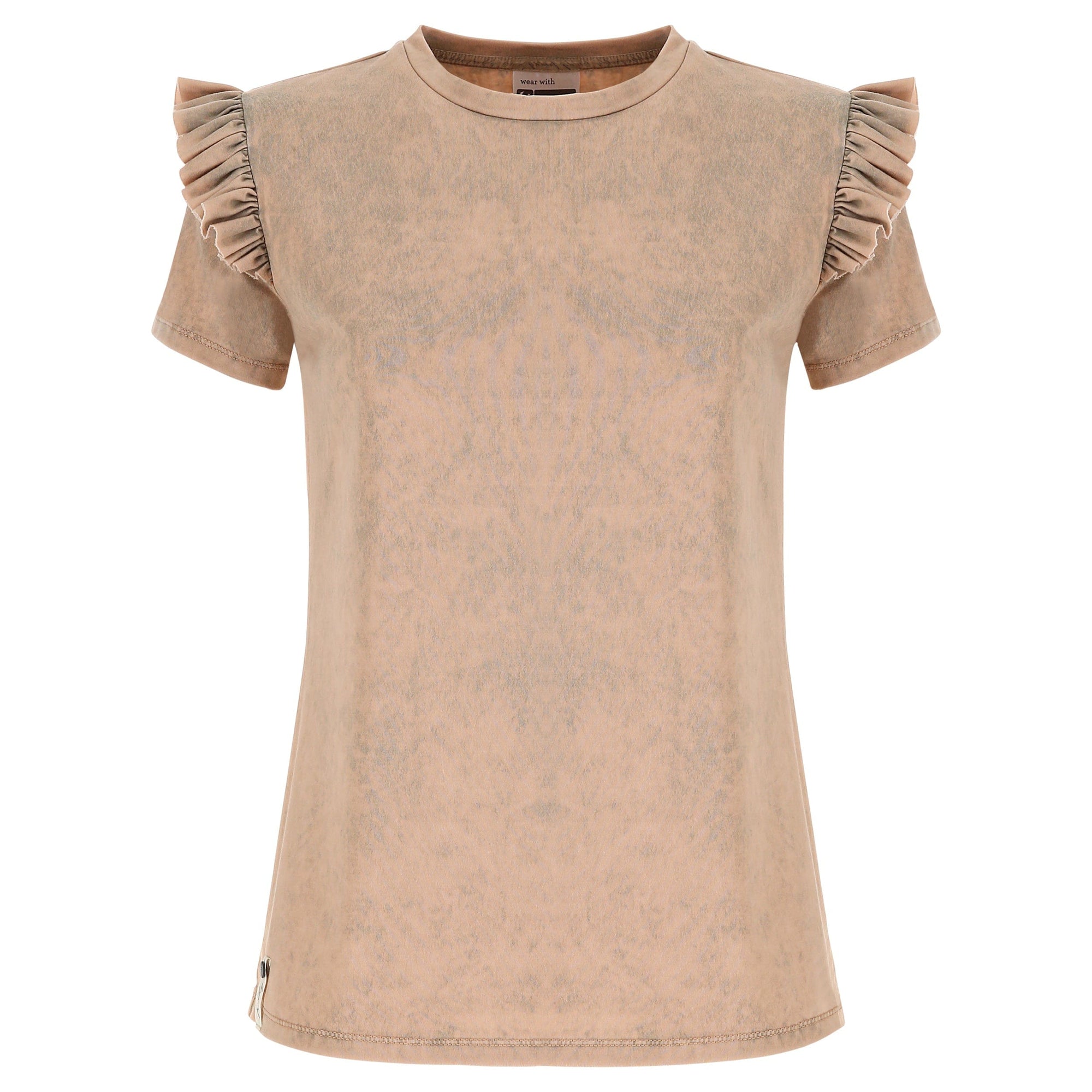 T shirt with ruffled insert - Beige Marble 1