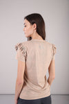 T shirt with ruffled insert - Beige Marble 3