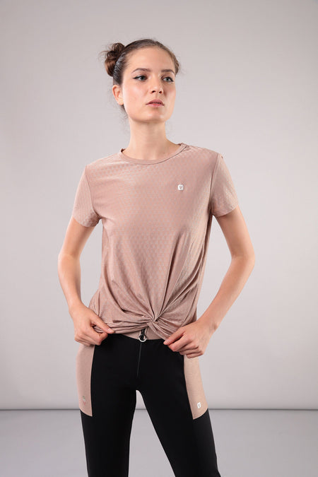 T Shirt with front knot - Nude 2