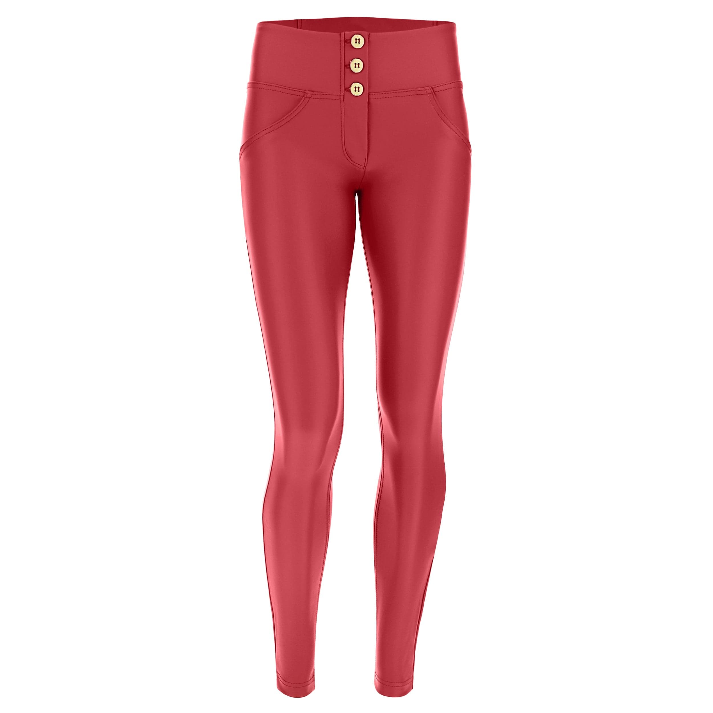 WR.UP® 3 Button Faux Leather - Mid Rise - Full Length - Deep Red 2